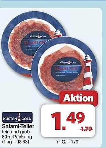 Küsten Gold Salami-Teller fein und grob 80-g-Packung