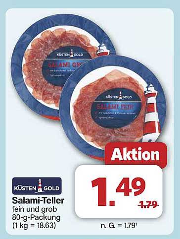 KÜSTEN GOLD Salami-Teller fein und grob 80-g-Packung