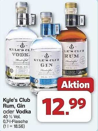 Kyle's Club Rum, Gin oder Vodka 0,7-l-Flasche zum Aktionspreis