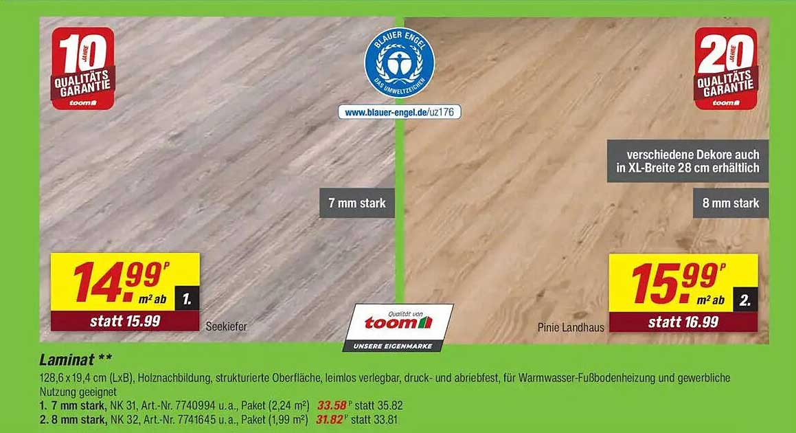 Laminat Seekiefer 7 mm - Günstiges Angebot im toom Baumarkt