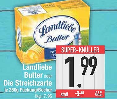 Landliebe Butter oder Die Streichzarte je 250g Packung/Becher