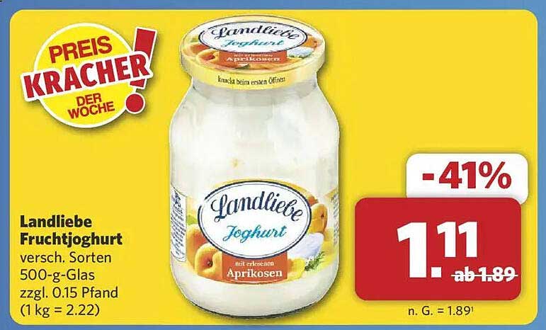 Landliebe Fruchtjoghurt verschiedene Sorten 500-g-Glas