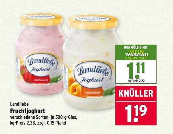 Landliebe Fruchtjoghurt, verschiedene Sorten, je 500-g-Glas