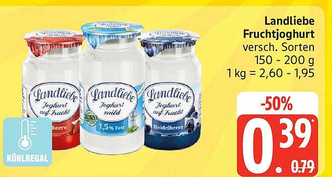 Landliebe Fruchtjoghurt verschiedenste Sorten