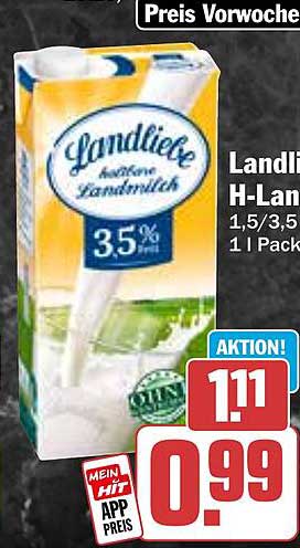 Landliebe H-Landmilch 1,5/3,5 % 1l Packung