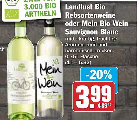 Landlust Bio Rebsortenweine oder Mein Bio Wein Sauvignon Blanc