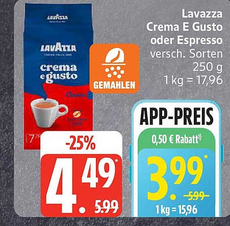 Lavazza Crema E Gusto oder Espresso 250 g