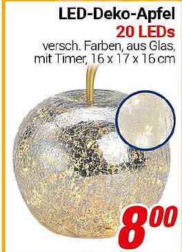LED-Deko-Apfel mit 20 LEDs in verschiedenen Farben