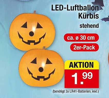 LED-Luftballon Kürbis 2er-Pack