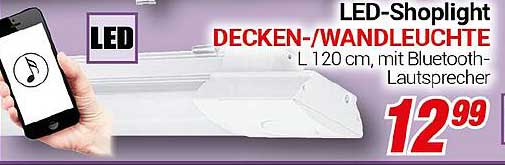 LED-Shoplight Decken-/Wandleuchte mit Bluetooth-Lautsprecher - L 120 cm