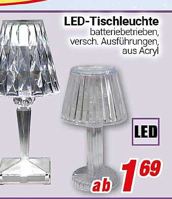 LED-Tischleuchte, batteriebetrieben, verschiedene Ausführungen, aus Acryl