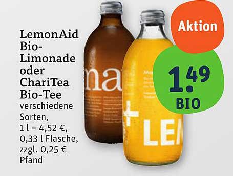 LemonAid Bio-Limonade oder ChariTea Bio-Tee - verschiedene Sorten