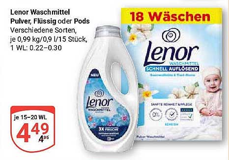 Lenor Waschmittel Pulver, Flüssig oder Pods - Verschiedene Sorten