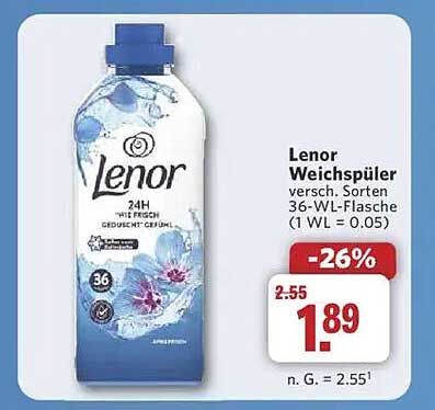 Lenor Weichspüler verschiedene Sorten - 36-WL-Flasche