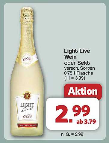Light Live Wein oder Sekt, 0,75-l-Flasche