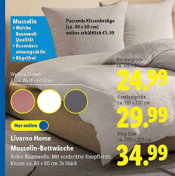 Livarno Home Musselin-Bettwäsche