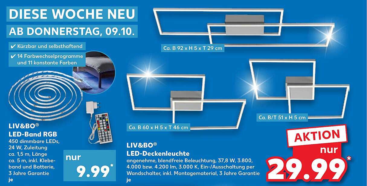 LIV&BO® LED-Deckenleuchte und LED-Band RGB