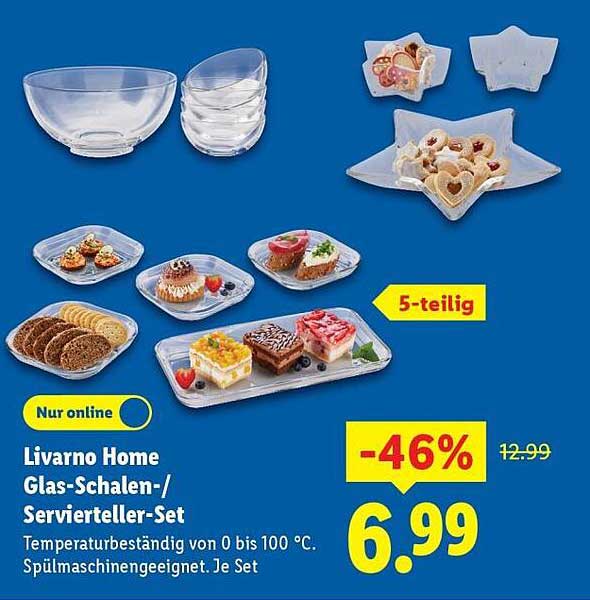 Livorno Home Glas-Schalen-/Servierteller-Set