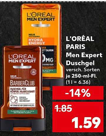 L'ORÉAL PARIS Men Expert Duschgel versch. Sorten je 250-ml-Fl.