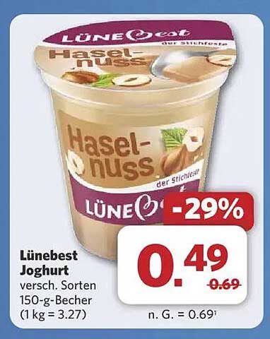 Lünebest Joghurt Haselnuss 150-g-Becher