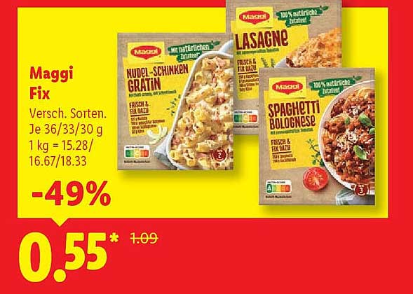 Maggi Fix – Verschiedene Sorten: Nudel-Schinken Gratin, Lasagne und Spaghetti Bolognese