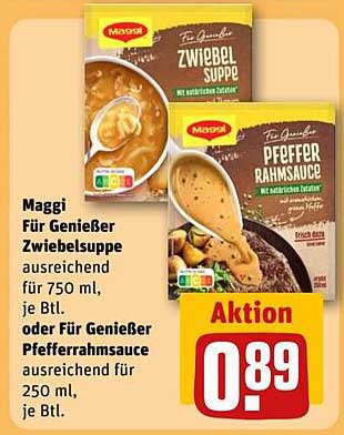 Maggi Für Genießer Zwiebelsuppe oder Pfefferrahmsauce, ausreichend für 750 ml bzw. 250 ml je Btl.