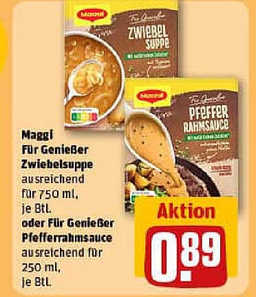 Maggi Für Genießer Zwiebelsuppe und Pfefferrahmsauce