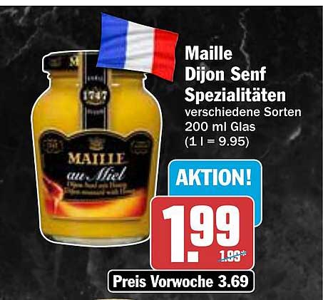 Maille Dijon Senf Spezialitäten 200 ml Glas – Aktion!