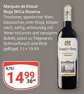 Marqués de Riscal Rioja DOCa Reserva 0,75 l