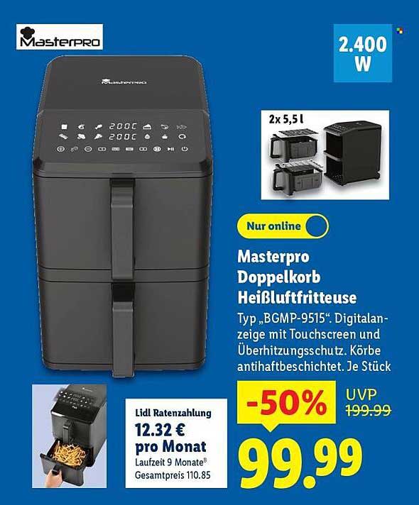 Masterpro Doppelkorb Heißluftfritteuse Typ 'BGMP-9515'