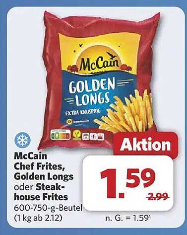McCain Chef Frites, Golden Longs oder Steakhouse Frites 600-750-g-Beutel
