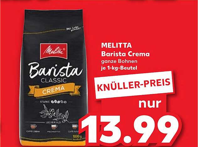 MELITTA Barista Crema ganze Bohnen je 1-kg-Beutel
