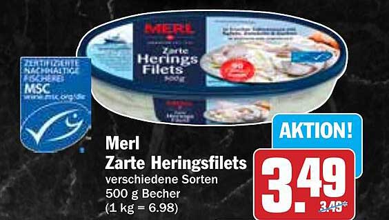 Merl Zarte Heringsfilets verschiedene Sorten 500 g Becher