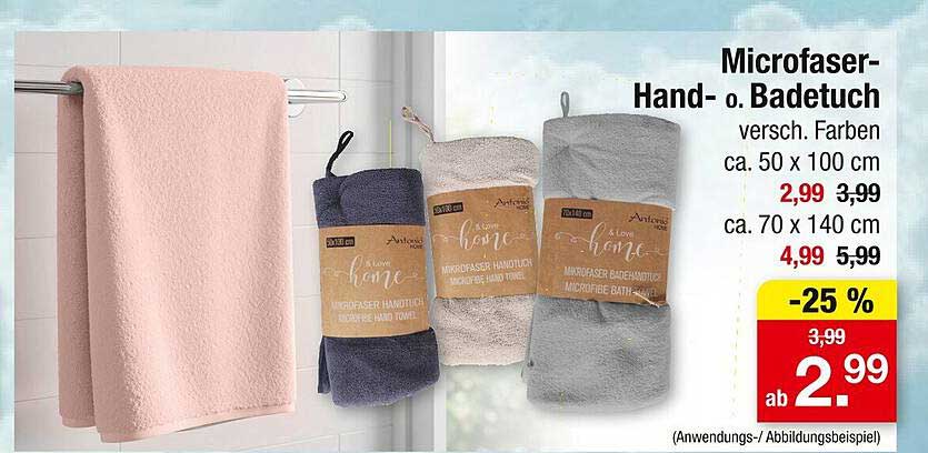 Microfaser-Hand- oder Badetuch in verschiedenen Farben