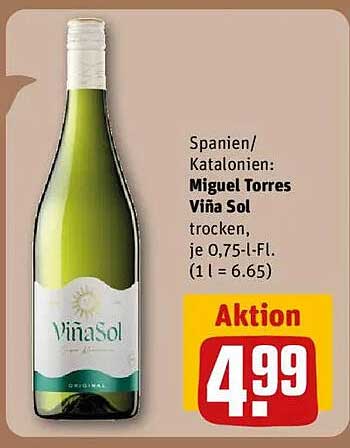 Miguel Torres Viña Sol trocken, 0,75 l Flasche
