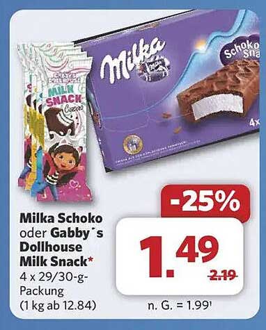 Milka Schoko oder Gabby's Dollhouse Milk Snack