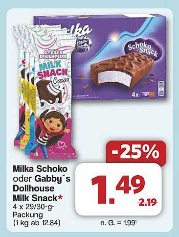 Milka Schoko oder Gabby´s Dollhouse Milk Snack