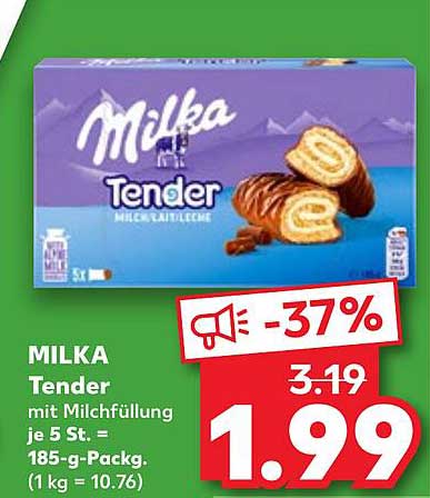 MILKA Tender mit Milchfüllung 5 St. = 185-g-Pack.