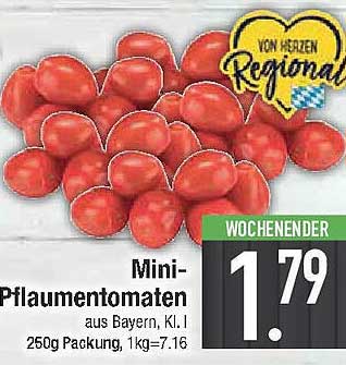 Mini-Pflaumentomaten aus Bayern, K.I. 250g Packung