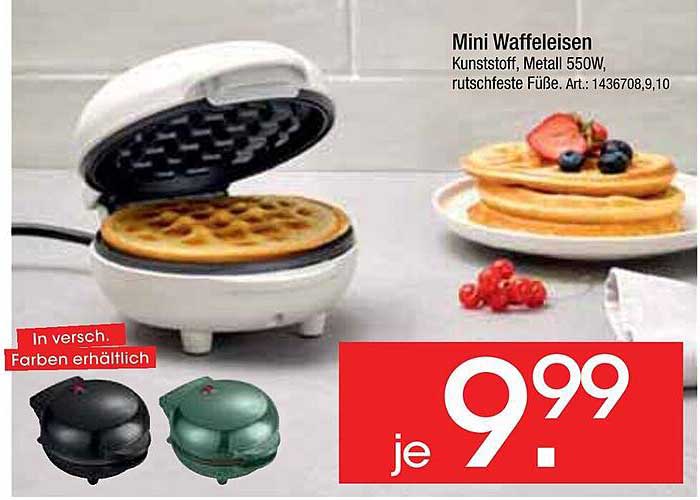 Mini Waffeleisen Kunststoff, Metall 550W – je 9,99