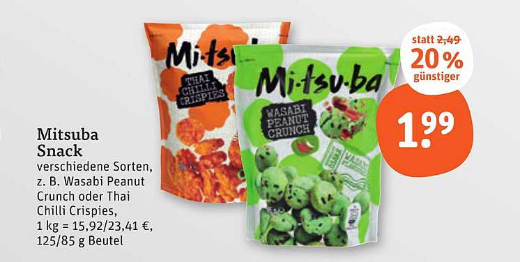 Mitsuba Snack verschiedene Sorten, z. B. Wasabi Peanut Crunch oder Thai Chilli Crispies