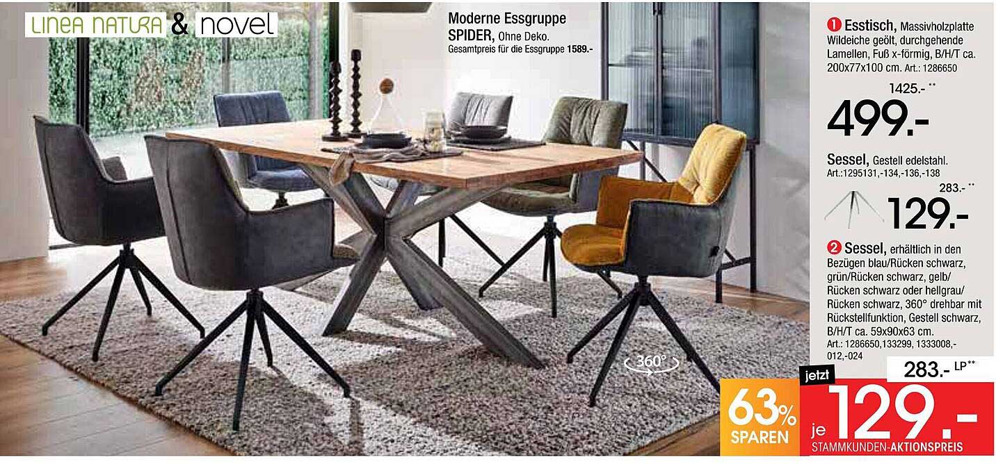 Moderne Essgruppe SPIDER, Ohne Deko.
