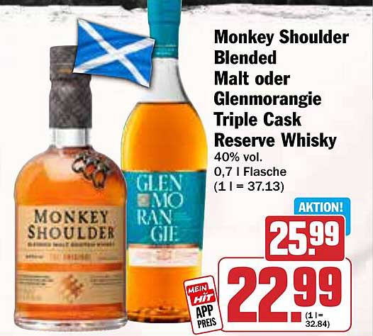 Monkey Shoulder Blended Malt oder Glenmorangie Triple Cask Reserve Whisky