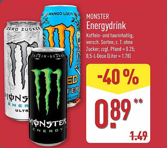 MONSTER Energydrink - jetzt zum günstigen Preis!