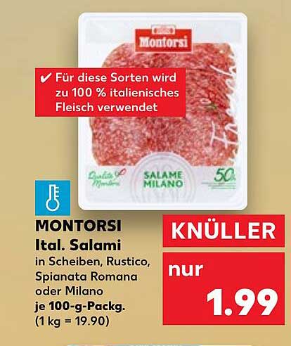 MONTORSI Ital. Salami in Scheiben, Rustico, Spianata Romana oder Milano