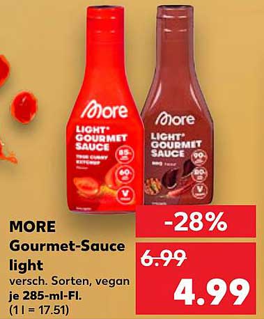MORE Gourmet-Sauce light - Verschiedene Sorten, vegan, je 285-ml-Fl.
