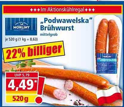 MORLINY "Podwawelska" Brühwurst 520 g