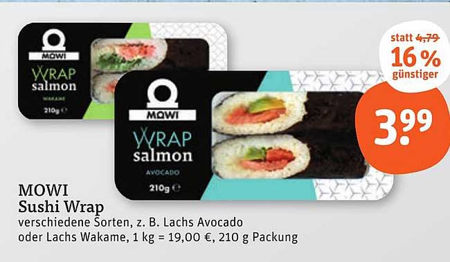 MOWI Sushi Wrap verschiedene Sorten, z. B. Lachs Avocado oder Lachs Wakame