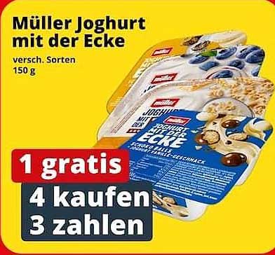 Müller Joghurt mit der Ecke - 4 kaufen, 1 gratis!