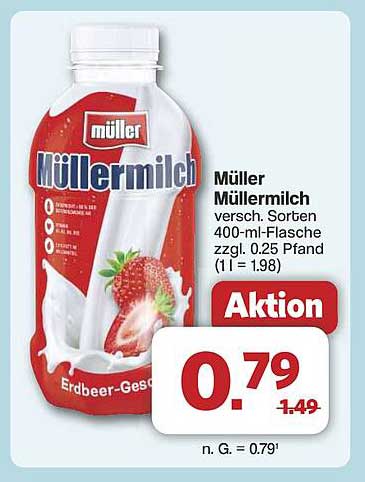 Müller Müller Milch Erdbeer-Geschmack 400 ml